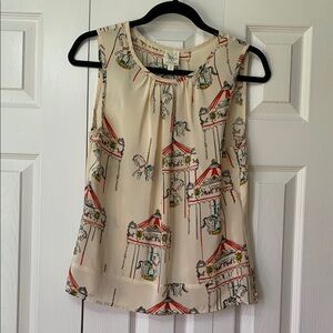 Carousel Print Sleeveless Top